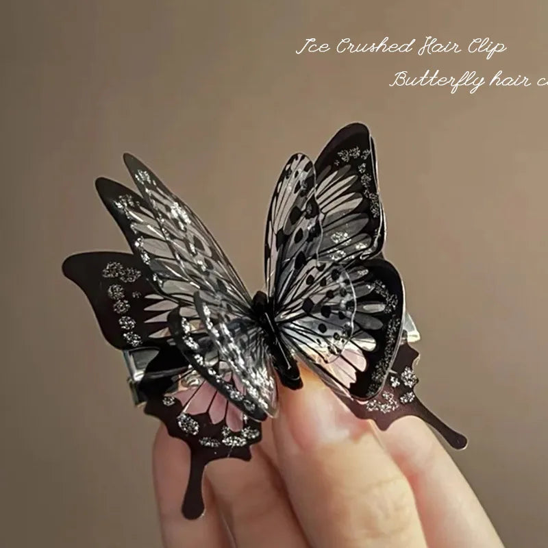 3d flattern Schmetterling Haars pangen y2k Eleganz flinke schöne Schmetterlinge schwarz weiß Haarnadel neuen Stil Zubehör für Frauen Mädchen