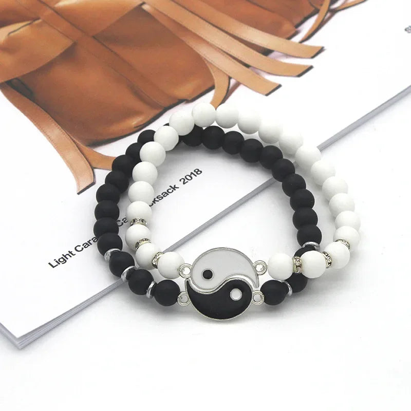 Tai Chi Perlen Paar Armbänder Für Frauen Männer Beste Freunde Yin Yang Gepaart Charms Perlen Armband Mode Schmuck Geschenke