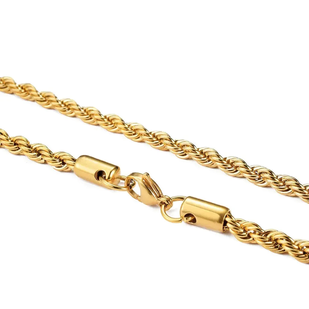 2-6MM Gold Farbe Twisted Seil Kette Halskette Edelstahl Nie Verblassen Wasserdicht Halsband Für Männer Frauen mode Schmuck