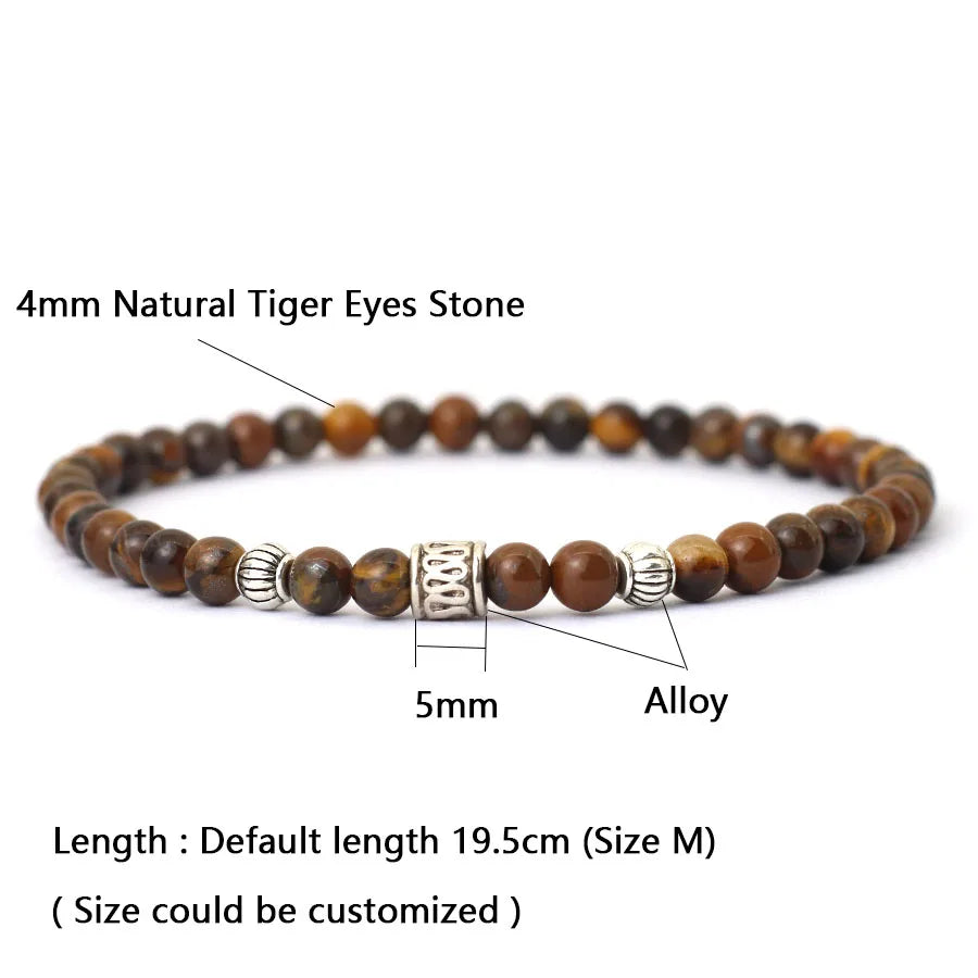 Noter Neue 4mm Armband Für Männer Viking Reis Perlen Armband Natürliche Lava Tiger Augen Rot Howlith Stein Armband Freizeit zubehör