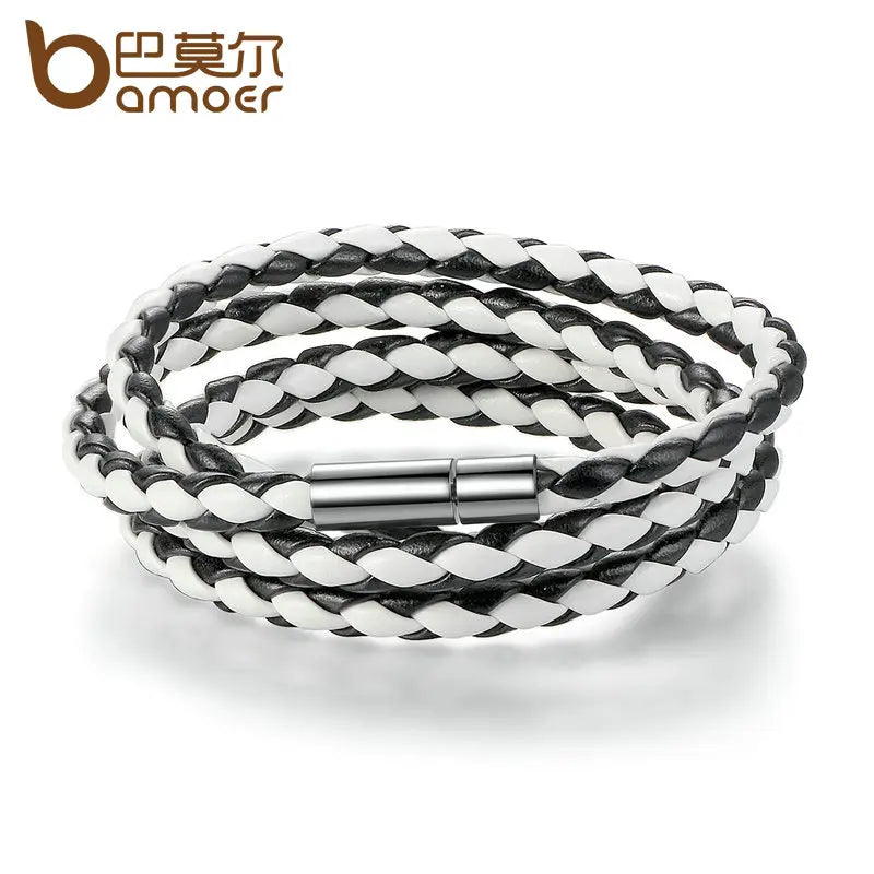 BAMOER 6-farbige Großhandelsarmbänder mit langer Kette, verstellbare Magnetschnalle, Unisex, PU-Lederarmbänder für Damen und Herren, Modeschmuck