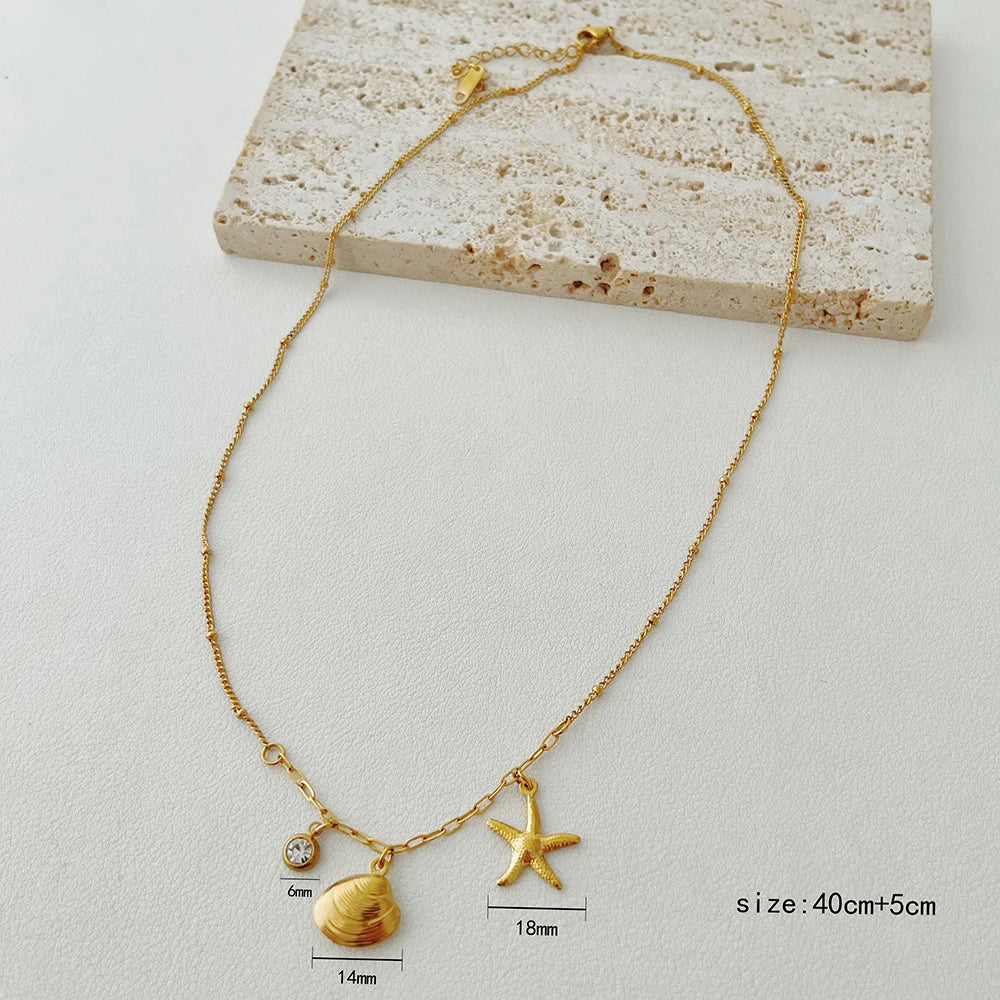 ALTERA Neue Böhmen Handgemachte Edelstahl Halskette Ohrringe Armband Shell Seestern Charme Wasserdicht Schmuck Set Sommer Strand