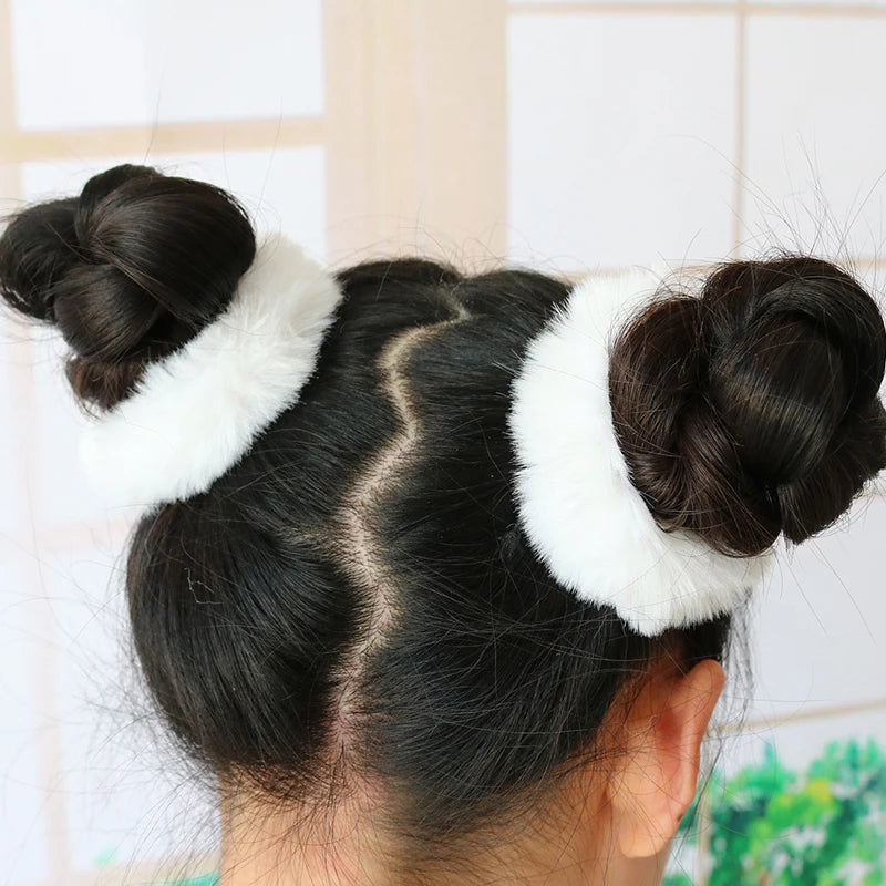 2 Stück Baby Mädchen Plüsch elastische Haar bänder kleine Gummiband Haar ringe für Kinder pelzige Haar gummis Haar gummis Haarschmuck