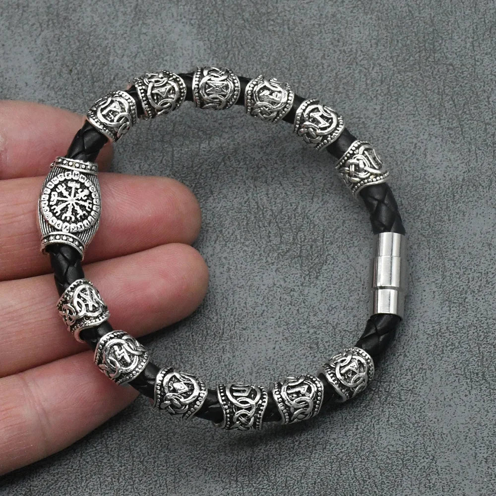 Nordisches Runen-Armband Vikingo 3 Stück/11 Stück/13 Stück/15 Stück Runen-Perlen Vegvisir Kompass Amulett Wikinger-Armband Slawisches Zubehör