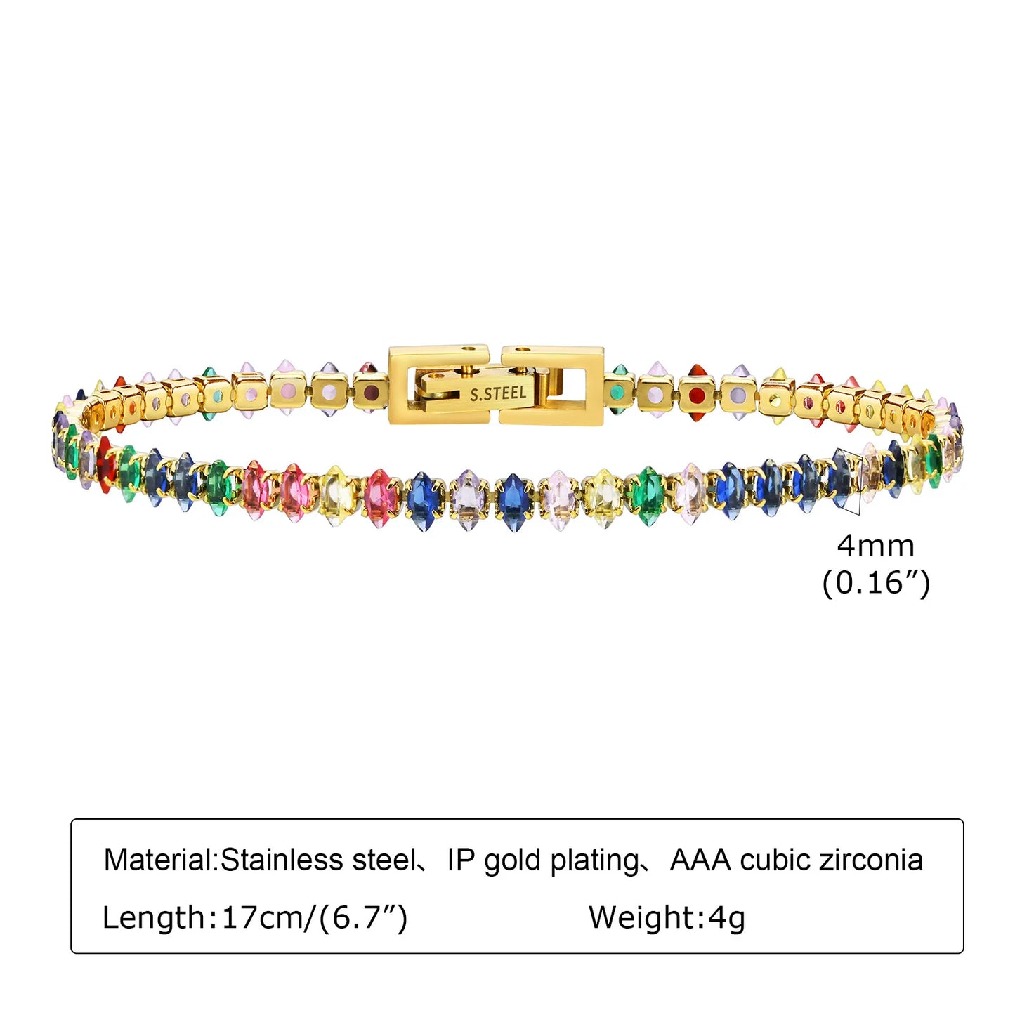 Bunte Tennis armband Frauen, Zirkonia Kette, Edelstahl cz Link, Freundin Mutter Geschenk