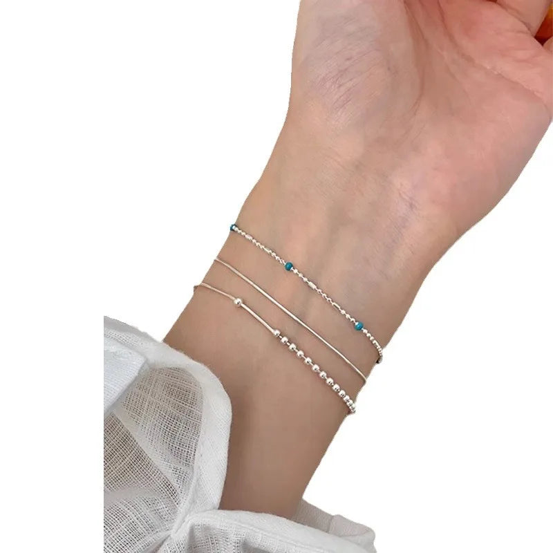 VENTFILLE 925 Sterling Silber Linie Extrem feines Armband für Frauen Liebe Haert Bead Koreanische Ins Süße Schmuck Geschenk Dropshipping