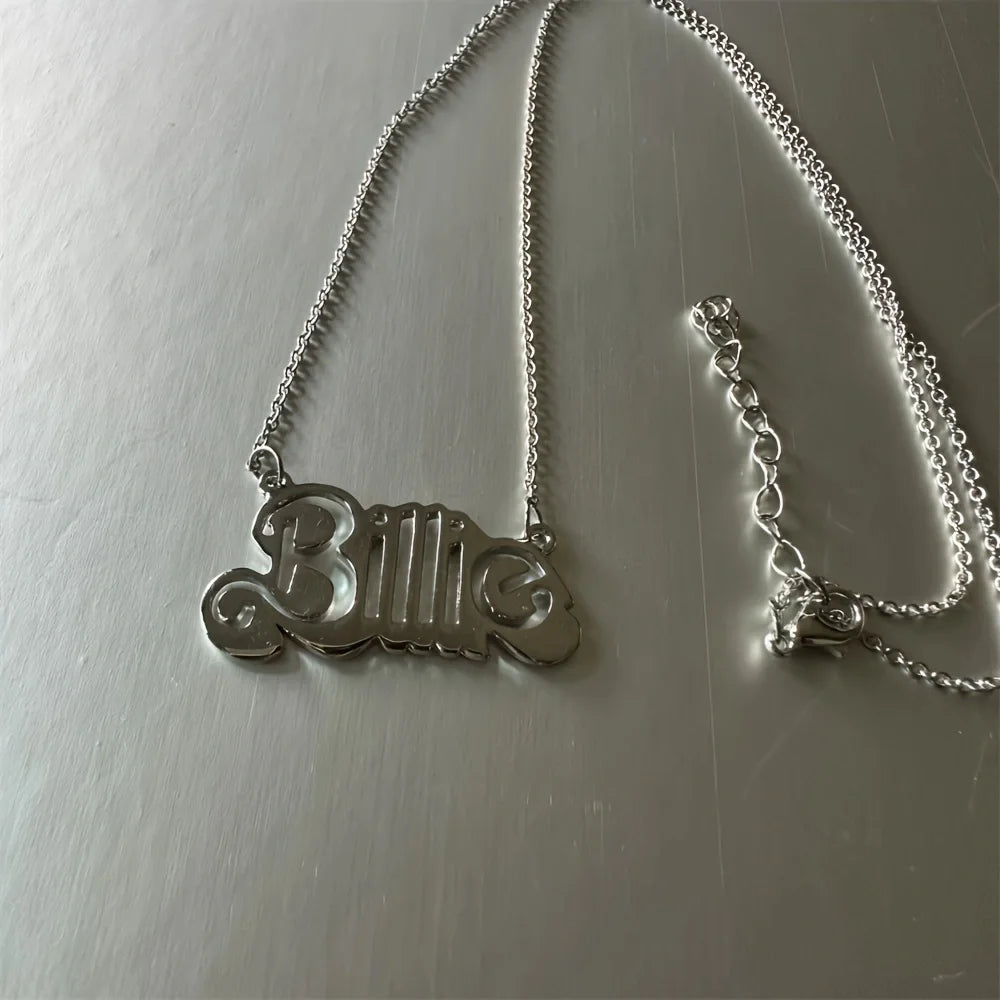 Mode Einfache Silber Überzogene Billie Brief Anhänger Halskette für Frauen Schlüsselbein Kette Halskette Edlen Schmuck
