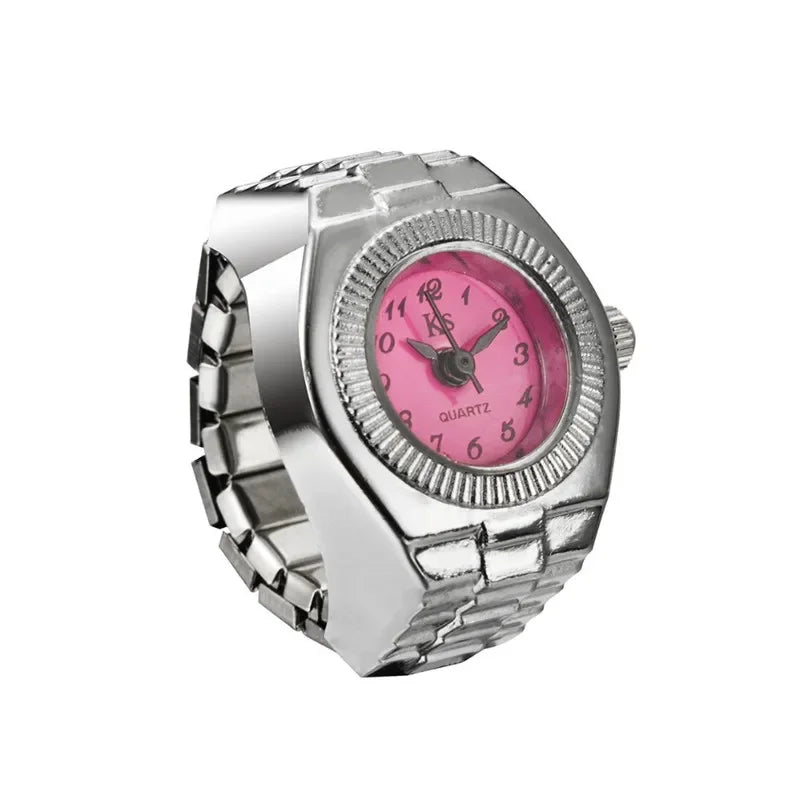 Vintage Punk Finger Uhr Mini Gummiband Legierung Uhren Paar Ringe Schmuck Uhr Retro Römischen Quarzuhr Ringe Frauen Männer