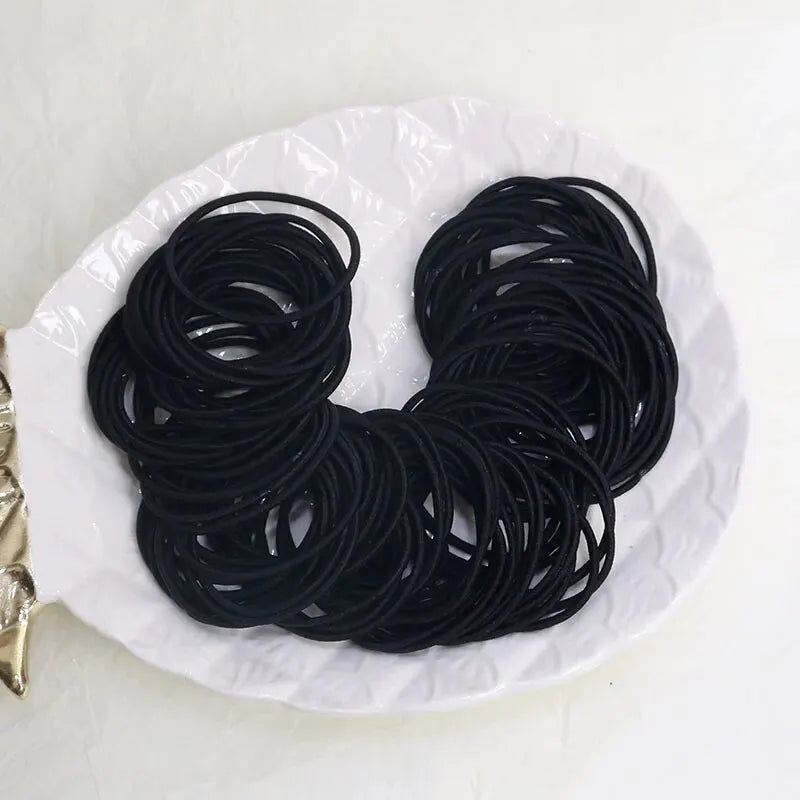 100 Teile/satz Haargummis Elastische Gummibänder für Frauen Männer Dünne Haar Gummibänder Pferdeschwanz Scrunchies Haar Zubehör für Frauen