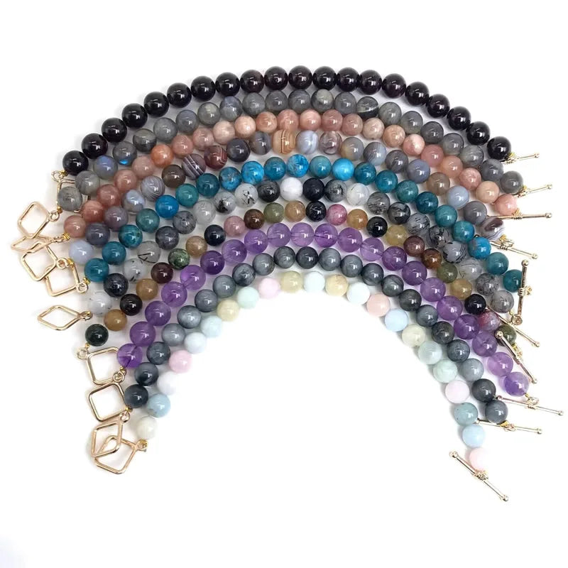 Naturstein 8mm Perlen Armband für Frauen Männer Amethyste Kristall quarze Aquamarin Jades Schmuck Achate quadratische Schnalle Armreif