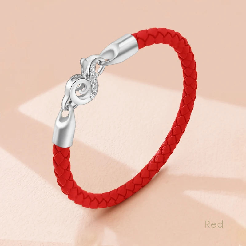Neue 100% S925 Sterling Silber Haken Armband für Frauen Echtes Geflochtenes Leder Armband Weibliche Mode Schmuck Weihnachten Geschenke