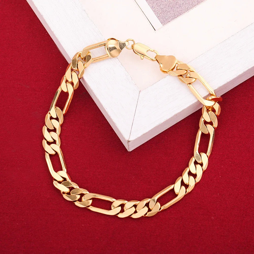 Heiße beliebte 925 Sterling Silber 18K Gold edle 6MM Geometrie Armbänder Halskette Schmuck Sets für Frauen Männer Mode geschenke Hochzeit