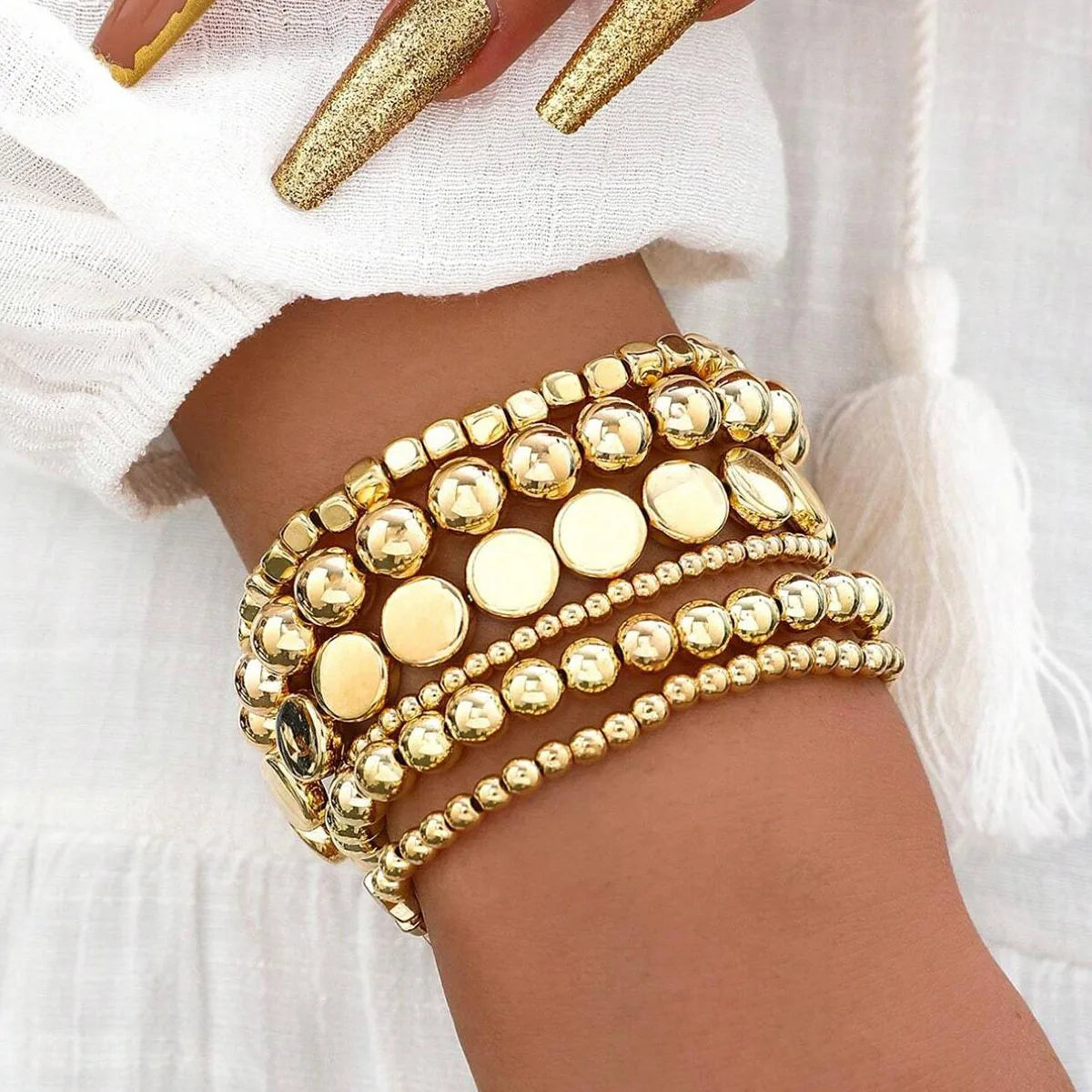 Bohemian CCB Perlen Perlen Armband Trend Multi Layer Gestapelt Elastische Seil Armband Set Frauen Elegante Täglichen Vielseitig Schmuck