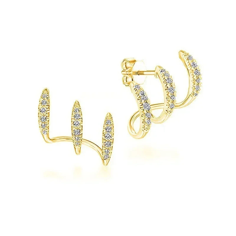 Ohrstecker aus 925er-Sterlingsilber mit Krallen und Kristall-Gold-Ohrring, AAA-Stein, modernes Design, Modeaccessoires für Damen, 2025, Schmuck