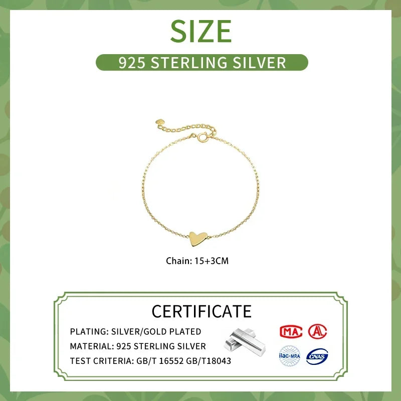 Softpig echte 925 Sterling Silber minimalist ischen 14 Karat Gold Herz Charm Armbänder für Frauen niedlichen feinen Schmuck leichte Luxus-Accessoires