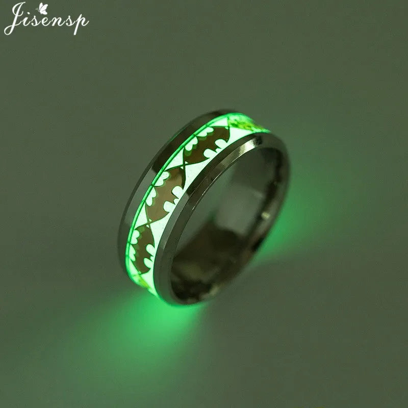 2025, Edelstahl, leuchtend im Dunkeln, Herz-Fingerringe für Männer und Frauen, Punk-Musik, Drache, leuchtender Ring, Paarschmuck, Anel