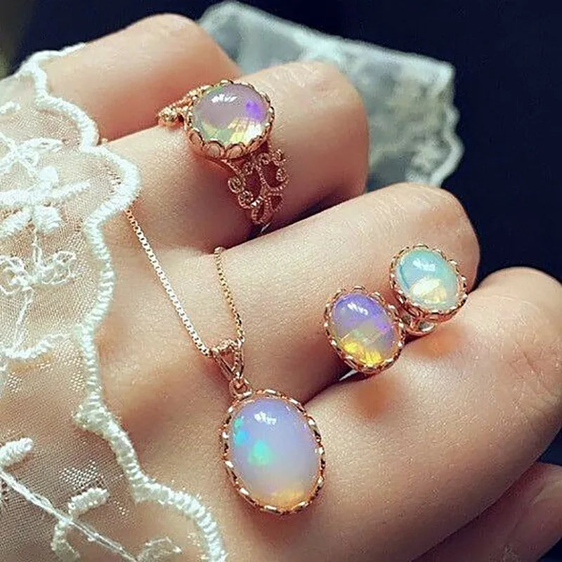 Blauer Kristall Ring Halskette Ohrringe Set Hochzeit Schmuck Sets für Bräute Anhänger Ohrringe für Mädchen Frauen Afrikanische Schmuck Sets