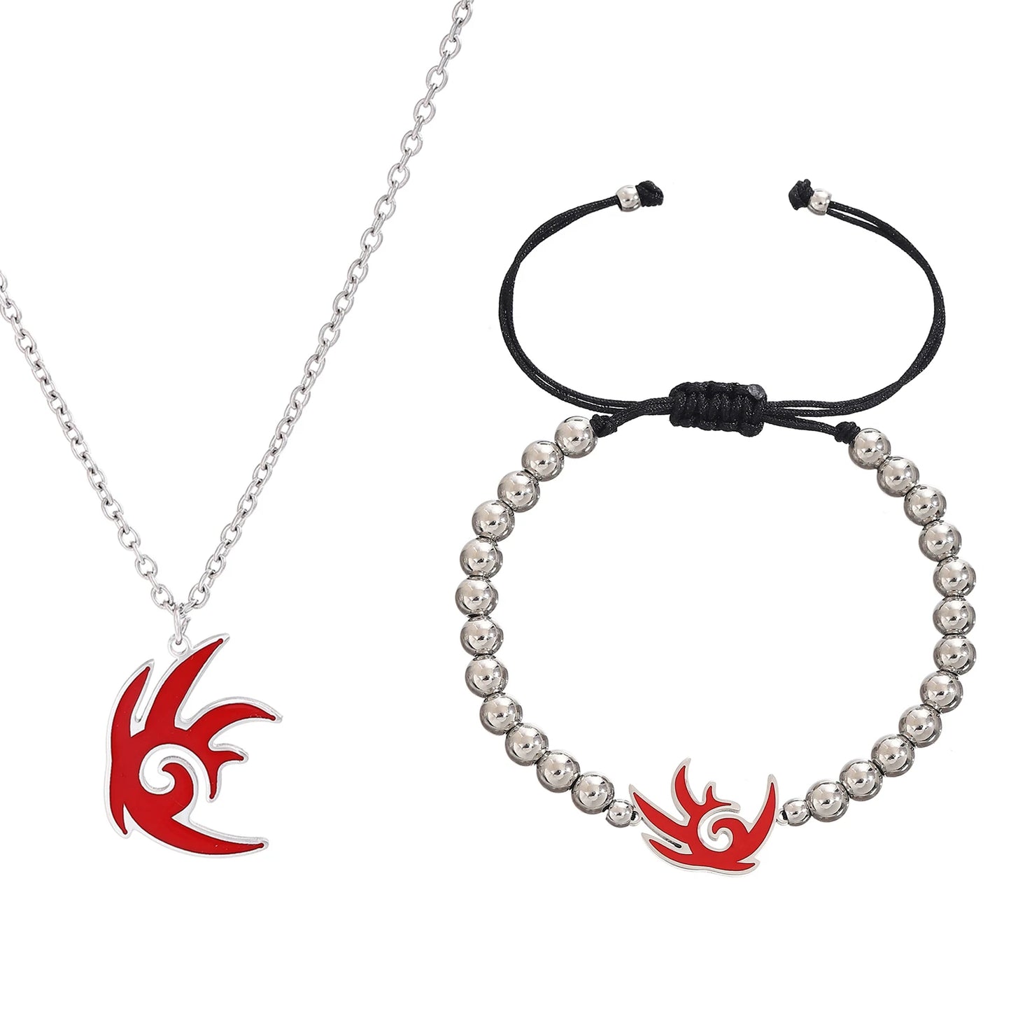 2PC Cartoon Film Sonics Anime Figur Schatten Armbänder Halskette Set für Männer Frauen Schmuck Kinder Charms Anhänger Ketten Geschenke
