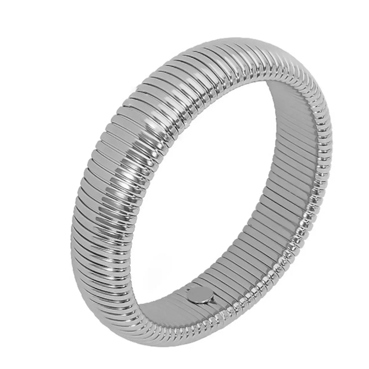 Wasserdichtes Edelstahl-Retro-Elastizitäts-Armband aus dickem Metall, poliert, 18 Karat vergoldet, Trend, Mode, Unisex, Schmuck für Männer und Frauen