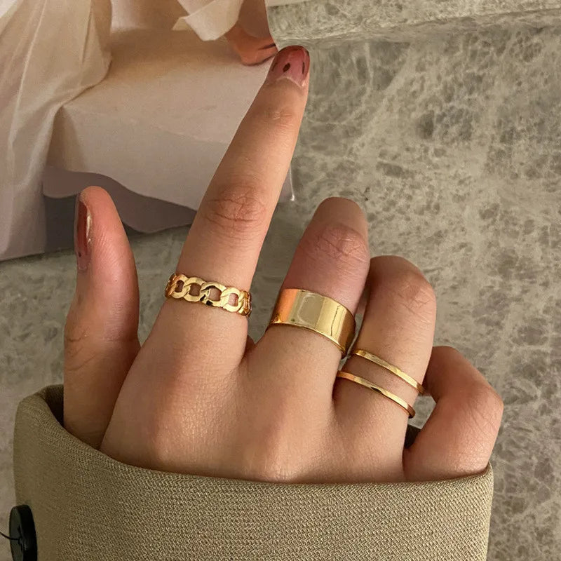 Boho Zirkon Ringe Set für Frauen, Gold Farbe Böhmen Kristall Brief Liebe Herz Mond Pfeil Blume Ring Hochzeit Schmuck Geschenke