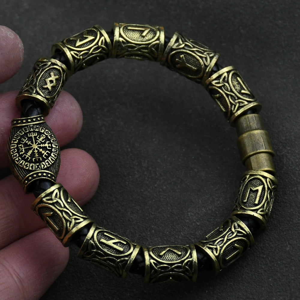 Nordisches Runen-Armband Vikingo 3 Stück/11 Stück/13 Stück/15 Stück Runen-Perlen Vegvisir Kompass Amulett Wikinger-Armband Slawisches Zubehör
