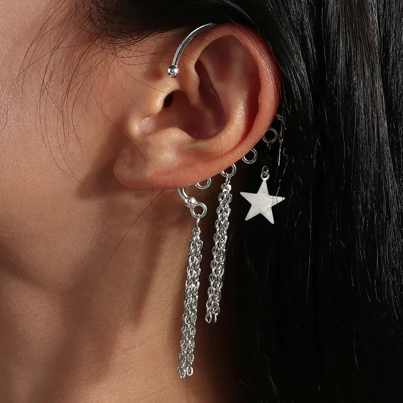 Aihua Neue Mode Gold Farbe Conch Shell Clip Ohrringe Für Frauen Einfache Gefälschte Knorpel Lange Quaste Ohr Manschette Schmuck Geschenke