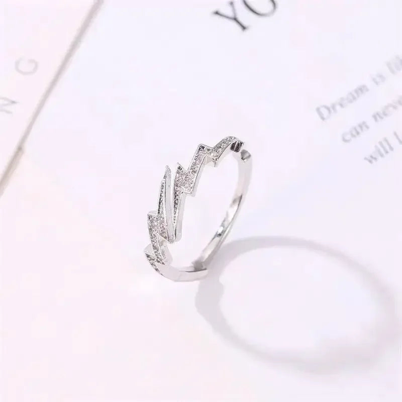 Alemitut Saison Ж Diego Nadal Nadal Punk Hip Hop Silber Farbe Blitz Offene Ringe Für Männer Frauen Mode Schmuck Geschenk Kreative Einstellbare Ring