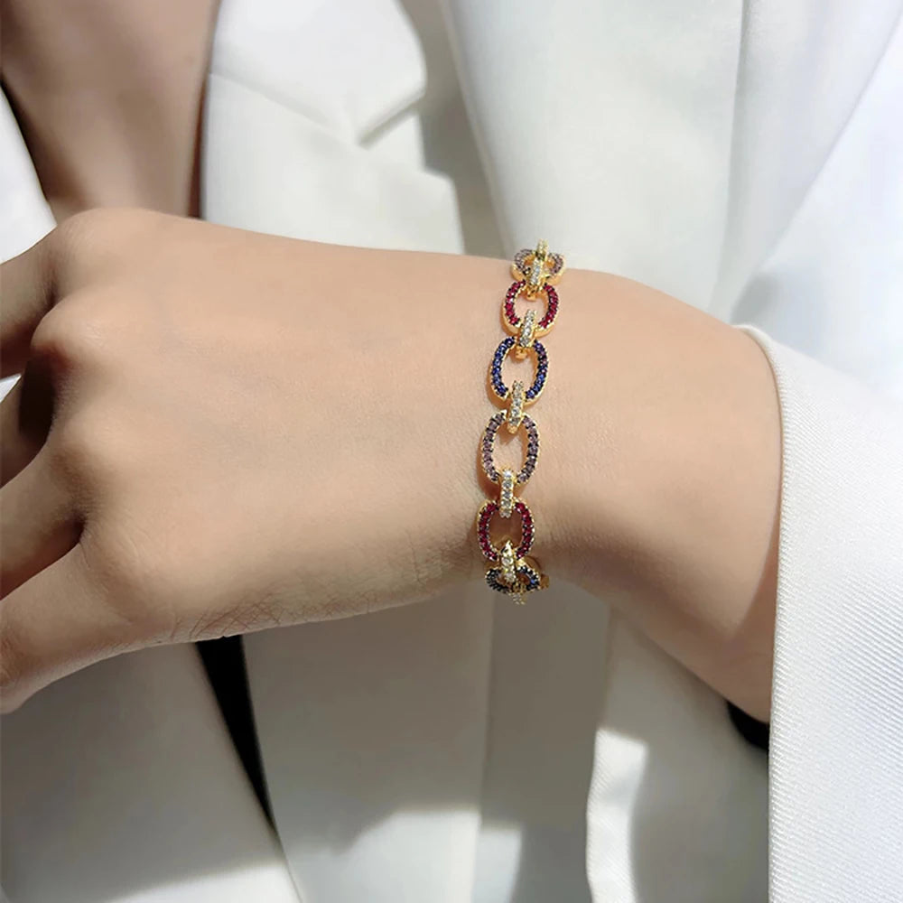 TEMGF Armband aus 925er-Sterlingsilber, komplett 1,3 mm, Zirkon-Inlay, edler Schmuck für Frauen, funkelnde Festival-Geburtstagsgeschenke, modischer Artikel
