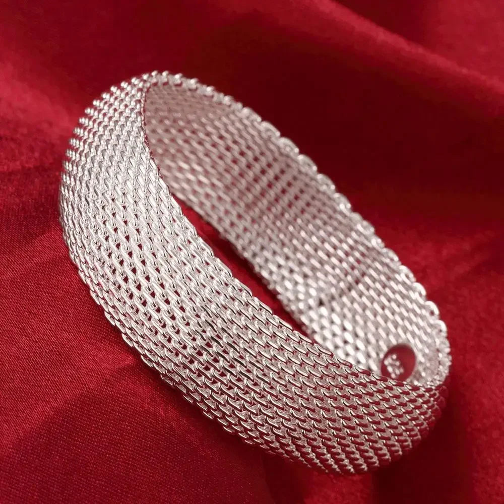Trendige Armreifen aus 925er-Sterlingsilber, niedlich, offen, für Damen, Modeschmuck, Anpassungsgröße, Manschette, Hochzeit, Party