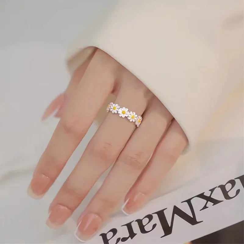 Vintage Gänseblümchen-Blumen-Ringe für Frauen, Stil, verstellbare Öffnung, Fingerring, Braut, Hochzeit, Verlobung, Statement-Schmuck
