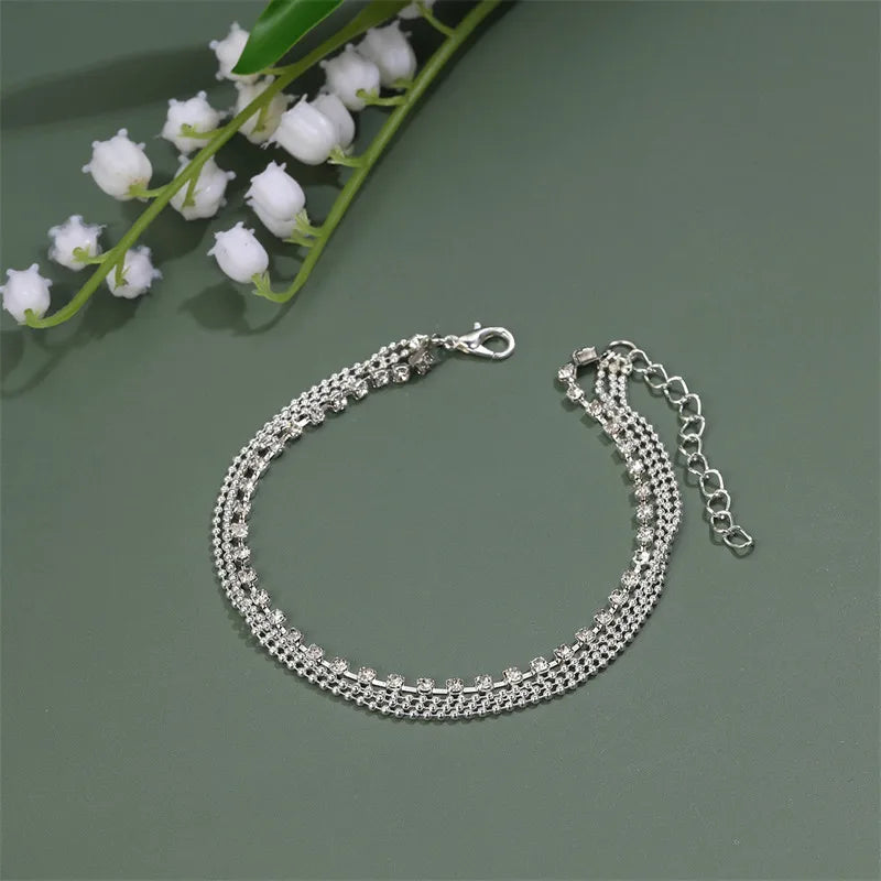 2024 sommer Neue Gold Farbe Fußkettchen Für Frauen Edelstahl Firga Kette Füße Schmuck Layered Link Kette Zubehör
