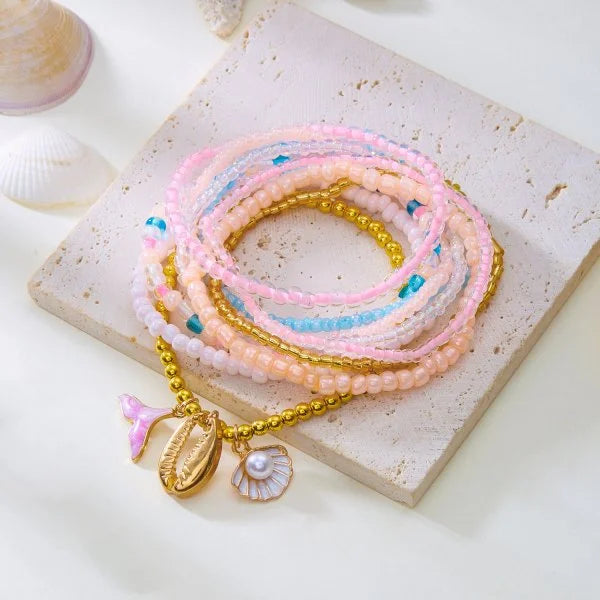 Bohemian Imitation Shell Perlen Armband Für Frauen Sea Star Schildkröte Gewebtes Seil Armband Handgemachte Freundschaft Strand Urlaub Schmuck