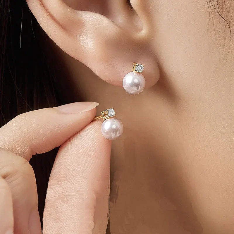 Senlissi-Neue Mode Lofty 8-12mm Süßwasser Perle Stud 18k Ohrringe für Frauen S925 Sterling Silber schmuck Freundin Geschenke