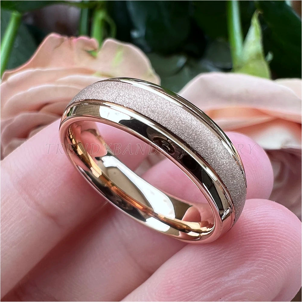6mm 8mm Dropshipping Sandgestrahlter Wolframring für Damen Herren Mode Verlobung Ehering Comfort Fit