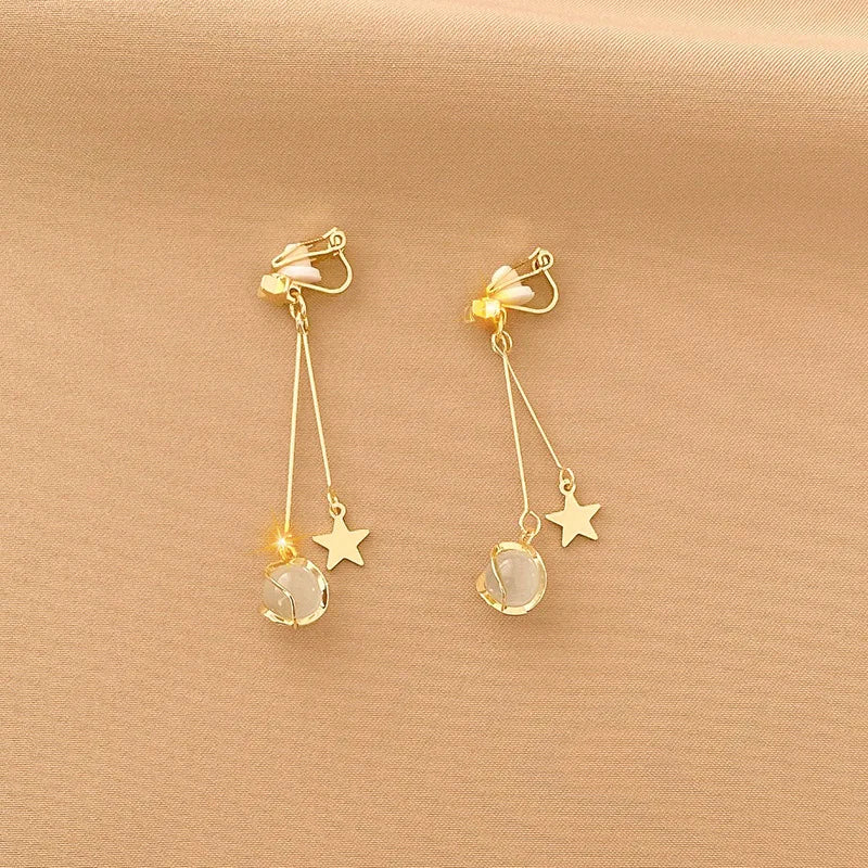 Vintage Persönlichkeit Ohr Clip Ohne Ohr Piercings Erweiterte Sinn Einfache Ohrringe Mode Temperament Perle Ohr Hängen Mädchen