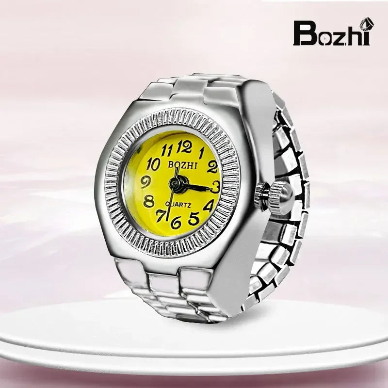 Vintage Punk Quarz Fingeruhr Ring für Frauen Männer Paar Ringe Digitale Uhren Elastische Dehnbare Finger Band Ring Schmuck Uhr