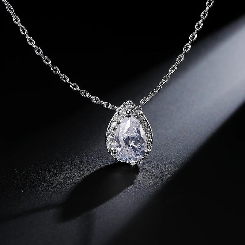 ZAKOL Klassisches Wassertropfen-Zirkonia-Hochzeitsschmuck-Set für Frauen, glänzender AAA-Kubikzirkon, Ohrringe, Halskette, Schmucksets, Geschenk