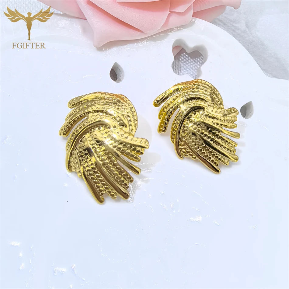 Elegante lässige Blatt-Ohrringe, vergoldeter Edelstahl, Ohrpiercing-Schmuck, Raubtier-Ohrstecker, Damen- und Mädchen-Geschenke mit Box