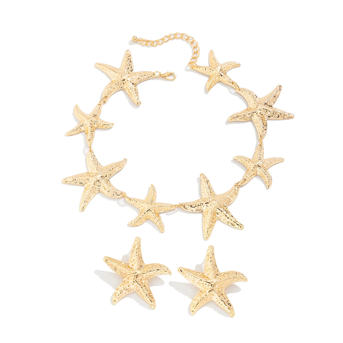 Salircon Böhmen Vintage Große Metall Seestern Halsband Halskette Tropfen Ohrringe für Frauen Trendy Charme Party Bankett Schmuck Set