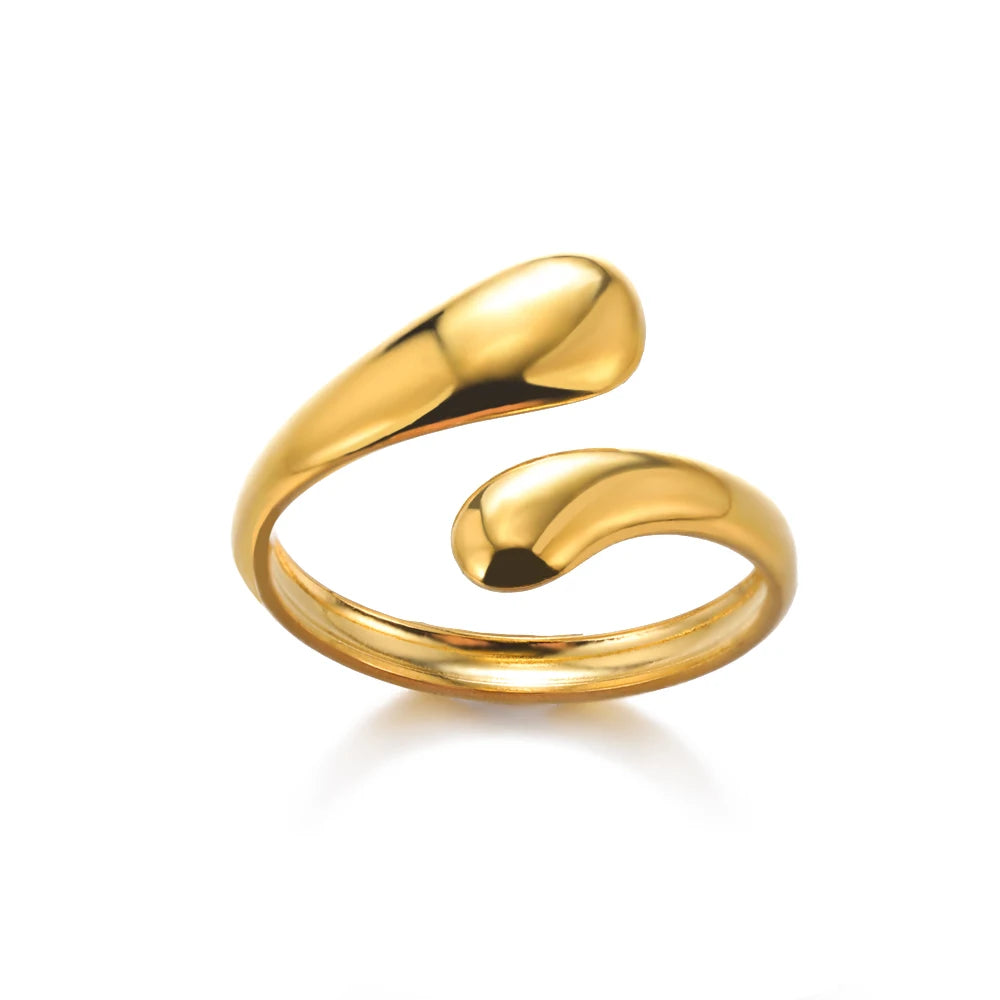 Minimalistische Textur Edelstahl Geometrische Ringe für Frauen Gold Farbe Öffnung Paar Ring Ästhetische Hochzeit Weihnachten Schmuck