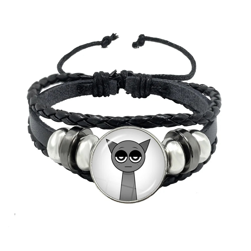 Sprunki Incredibox Anime Cartoon Charakter Leder Seil Armband Kunst Mehrschichtige geflochtene Armbänder Handgefertigte Schmuckzubehör