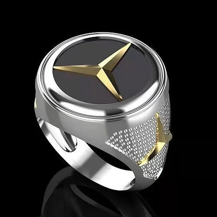 Kreative einzigartige Auto Logo Männer Ring Punk Hip Hop Stil Edelstahl Band schwarz Emaille eingelegt