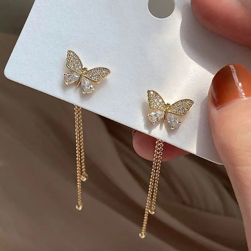 Exquisite Schmetterling Lange Quaste Ohrringe Zwei Möglichkeiten, Strass Tropfen Ohrringe Für Frauen Party Hochzeit Schmuck Mädchen Geschenke