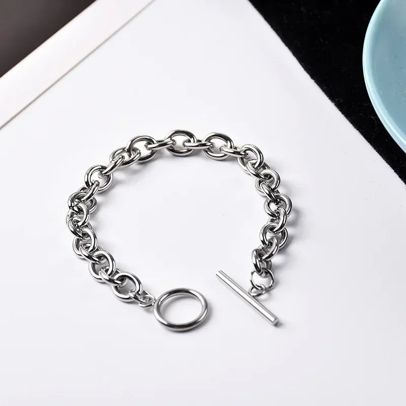 Edelstahl-Armband für Männer und Frauen, klobige Kabelkette, Armreifen, modisch, edgy, für Mädchen und Jungen, Schmuck, 2023, Neu