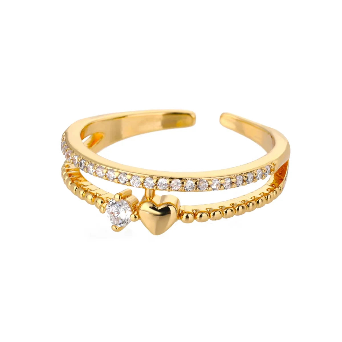 Herz Ringe Für Frauen Gold Farbe Doppel Herz Ring Hochzeit Verlobung Schmuck Zubehör Geschenk Bijoux
