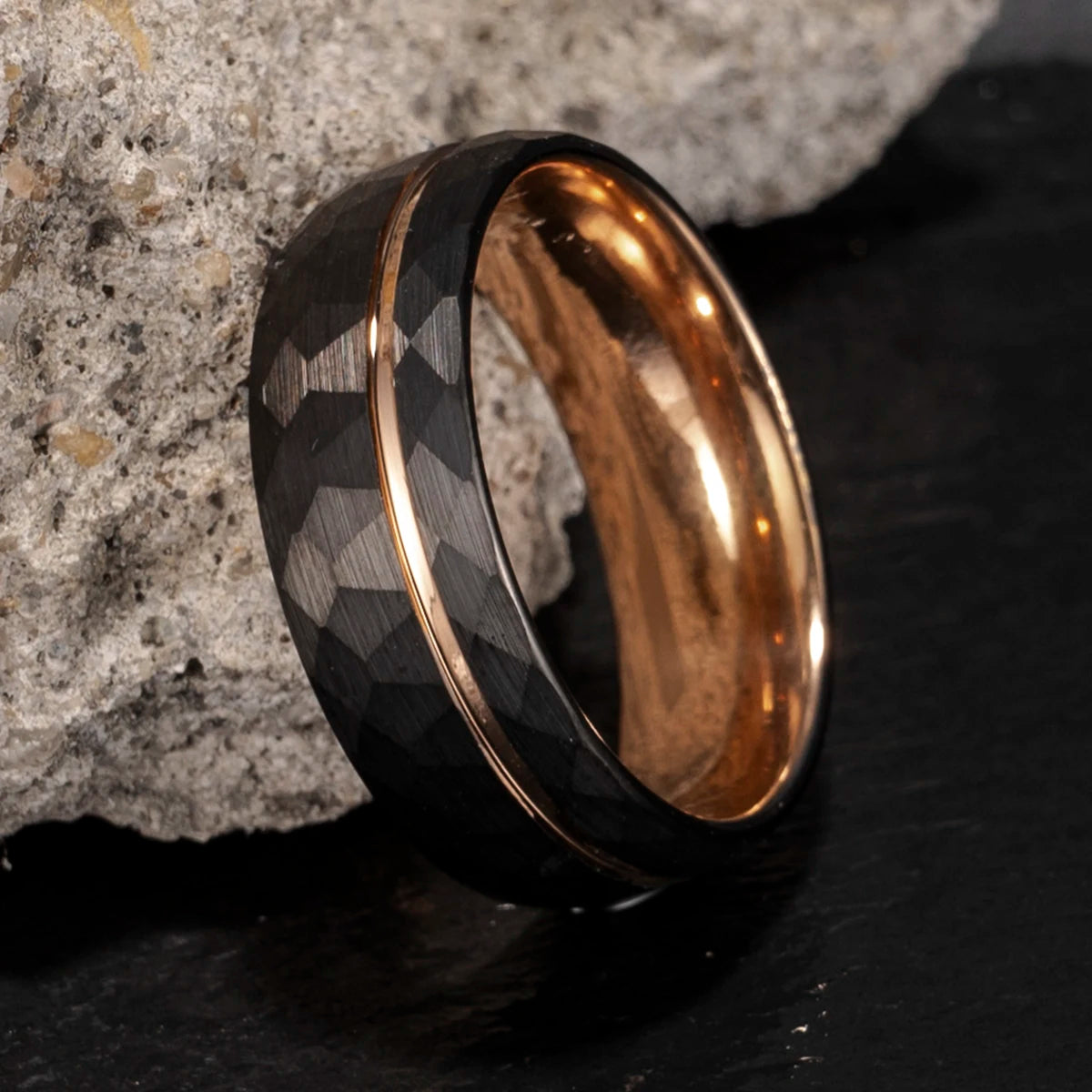 Schwarzer Wolfram karbid ring Luxus paar Ehering 8mm gehämmert bequem zu tragen Jubiläums geschenk für Sie