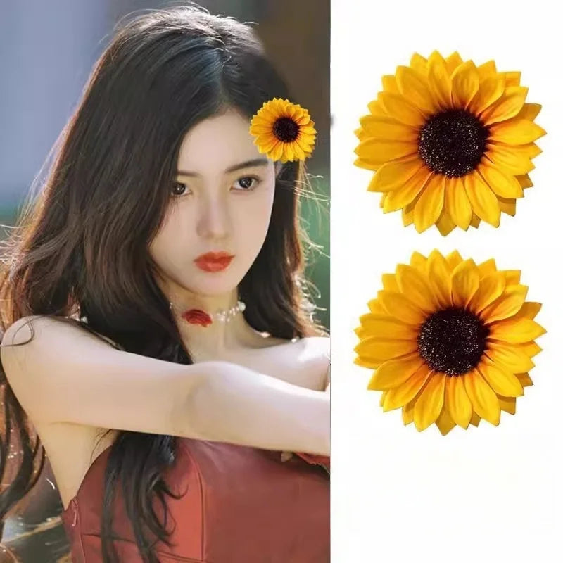 Sommer Sonnenblume Haarspange Süße Gelbe Blume Große Haarnadel Rand Clip Frauen Mädchen Mode Haar Zubehör Strand Kopfschmuck Geschenke