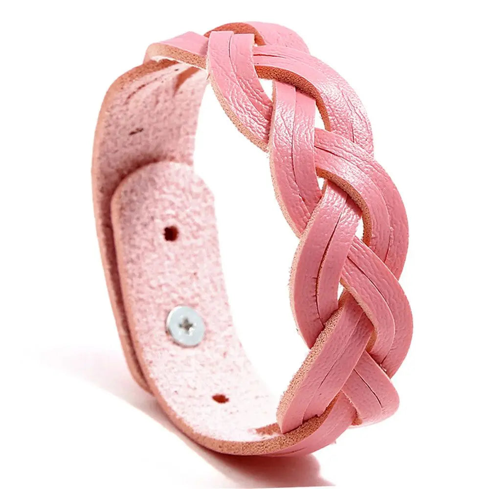 Mode solide geflochtene Twist Leder Armband einfache vielseitige Student Armreifen Punk Snap Armband Schmuck verstellbare Armband
