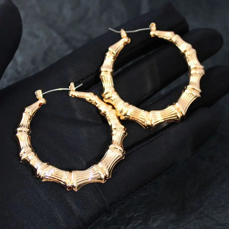 Punk Ohrringe Silber Gold Farbe große Bambus Kreis Creolen große Promi Ohrringe Creolen Schmuck Charms für Frauen