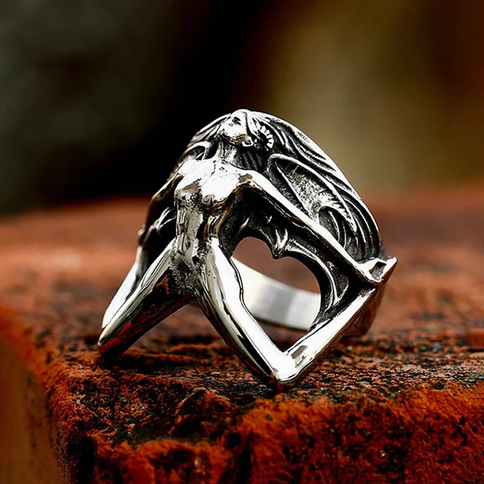 Vintage Persönlichkeit Frauen Körper Form Ring Für Männer Frauen Edelstahl Punk Biker Mode Kreative Schmuck Geschenke Großhandel